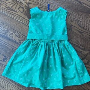 Crew Cuts Kelly Green Floral Dress with detachable ribbon belt